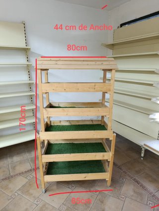 Estantería Carro expositor de madera 5 niveles
