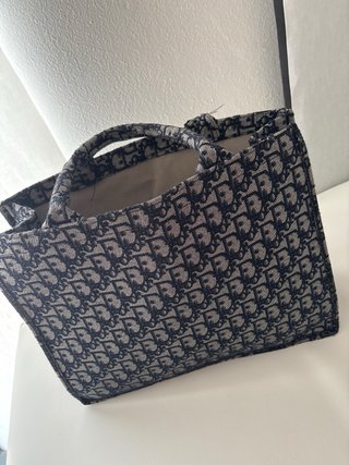 Borsa monogram blu e grigia