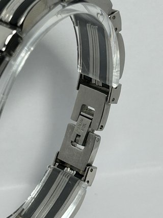Pulsera eslabones plateado y negro