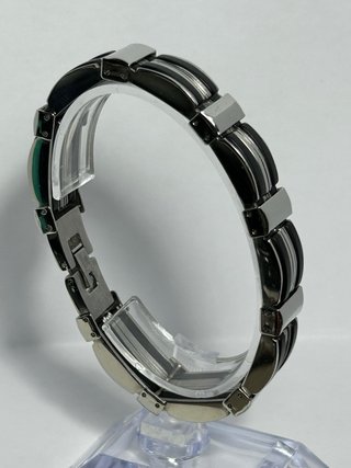 Pulsera eslabones plateado y negro