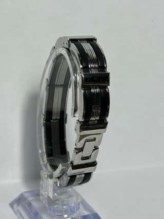 Pulsera eslabones plateado y negro