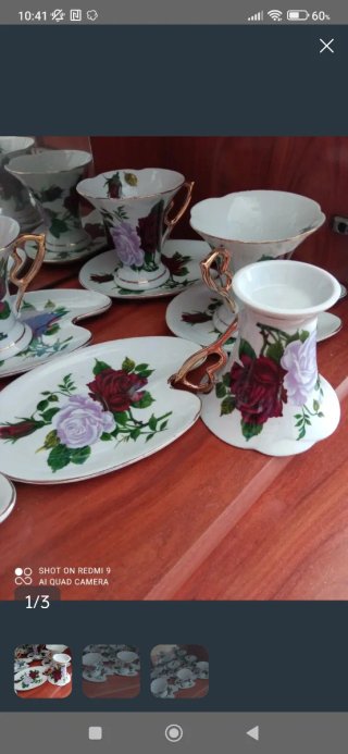 Juego de tazas de porcelana floral