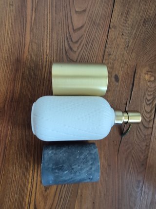 Set 3 Accessori Bagno Ceramica Bianca Oro