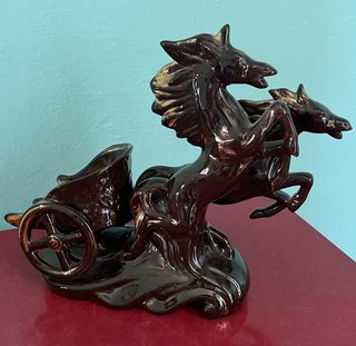 Coppia Cavalli Ceramica Bianco e Nero