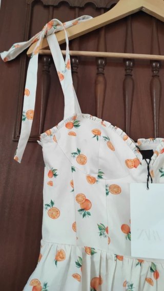 Vestido Verano Naranja y Blanco