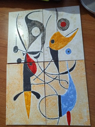 4 Piastrelle in Ceramica Design Astratto