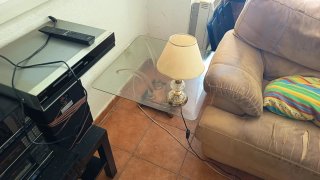 Mesa auxiliar cristal y metal