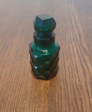 Frasco perfume cristal tallado verde bohemia
