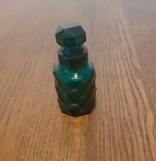 Frasco perfume cristal tallado verde bohemia