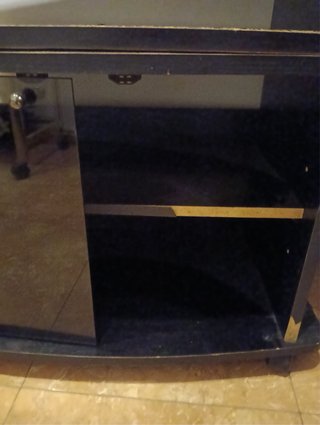 Mueble Estantería Negro Madera y Cristal