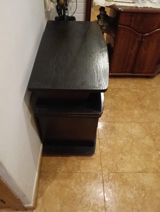 Mueble Estantería Negro Madera y Cristal