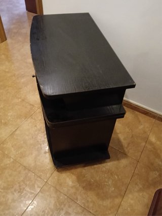 Mueble Estantería Negro Madera y Cristal