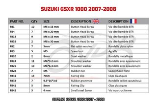 Kit de tornillería para SUZUKI GSXR 1000 2007 2008