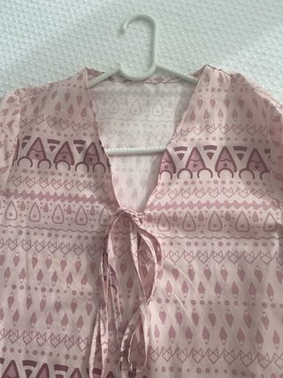 Vestido rosa estampado manga larga