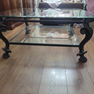 Mesa de centro cristal y metal