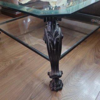 Mesa de centro cristal y metal