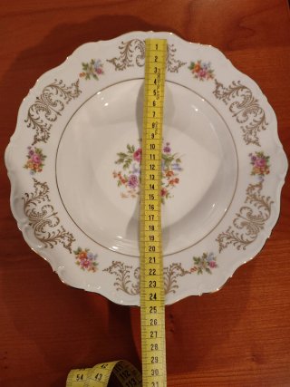 Set 6 Piatti Fondi Vintage con fiori e decori oro