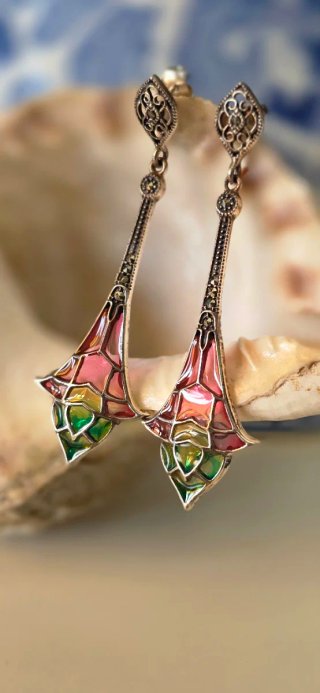 Pendientes de plata y esmaltes