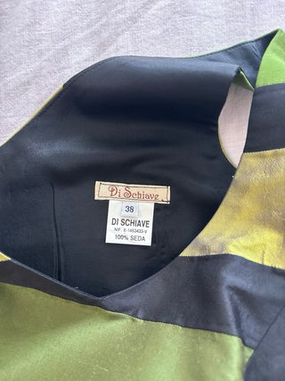 Vestido de fiesta con rayas verdes/negras cinturon