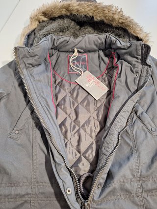 Abrigo gris con capucha mujer Talla XL (NUEVO)