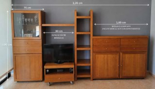 Mueble comedor madera color cerezo.