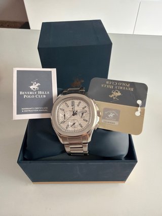Reloj Beverly Hills Polo Club Plata y Blanco