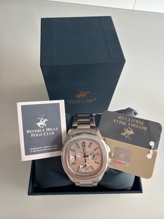 Reloj Beverly Hills Polo Club Plata y Blanco