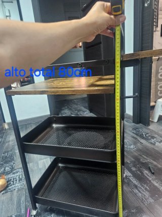 Mesa auxiliar cocina/jardín metal y madera