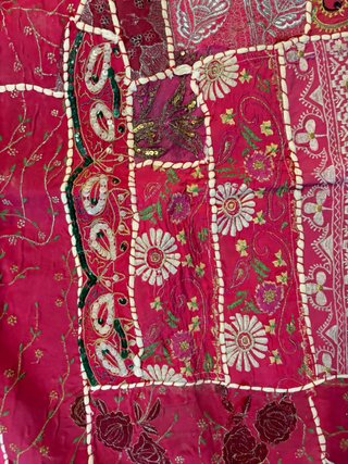 Manta decorativa rosa patchwork Granada