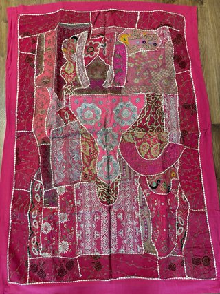 Manta decorativa rosa patchwork Granada