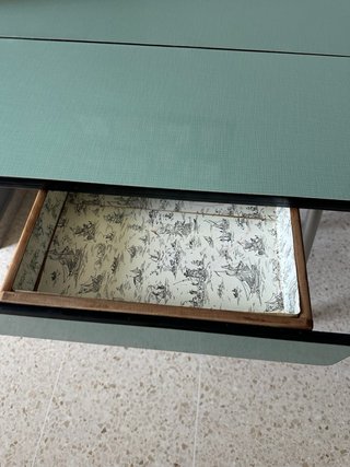Mesa plegable vintage verde y plata