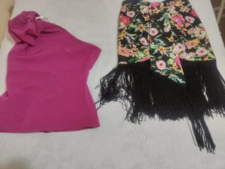 Falda y top fiesta floral con flecos