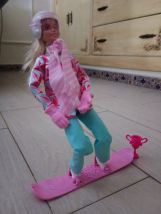 Barbie Snowboard con Trofeo Rosa