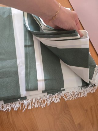 Tessuto per tende a strisce verde e bianco