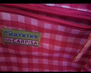 Borsa paglia Carpisa decorata fucsia