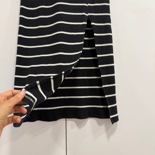 Talla XS - Falda midi marinera punto con abertura