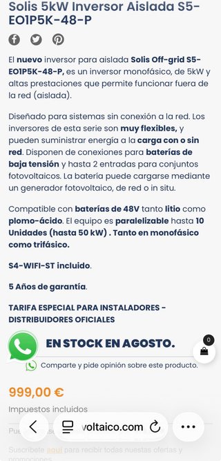 Kit Solar Autoconsumo 5000W Inversor