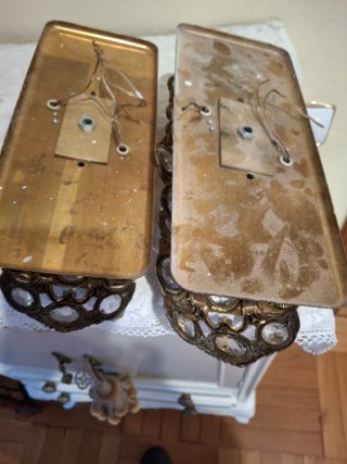Pareja apliques de bronce con cristal