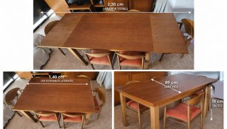 Mesa comedor extensible y 4 sillas