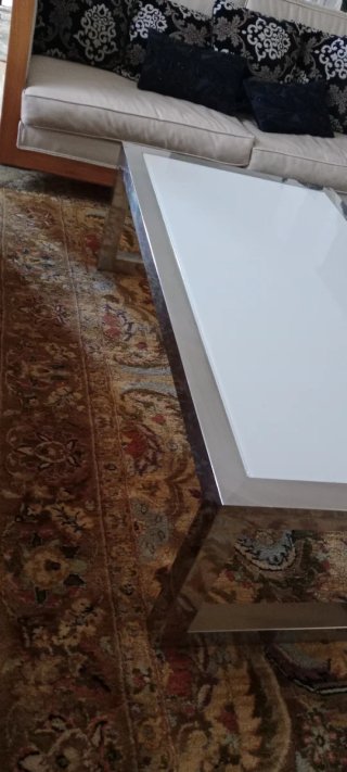 Mesa de salón cristal y metal galvanizado