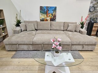 Sofá cama chaise longue de 330cm beige