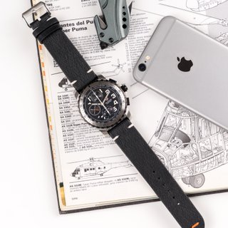 Correa de reloj de piel negro 22 mm