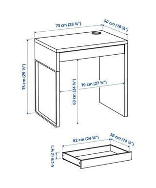Escritorio IKEA MICKE Blanco 73x50 cm y balda