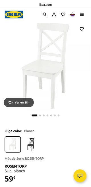 Silla de comedor blanca de madera