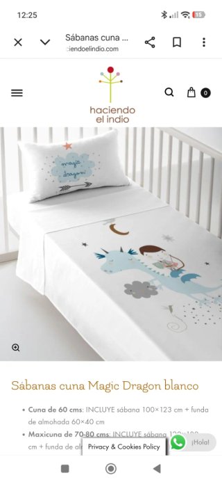 2 Sábanas Cuna Magic Dragon 60cm