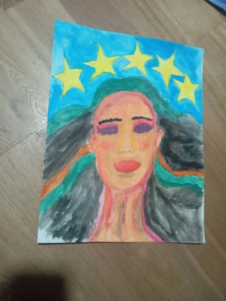 Pintura Acrílica Rostro Estrellas