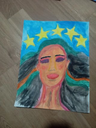Pintura Acrílica Rostro Estrellas