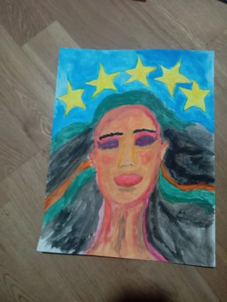 Pintura Acrílica Rostro Estrellas