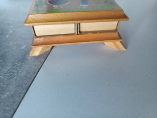 Caja cerillas madera vintage pintada