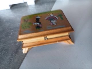 Caja cerillas madera vintage pintada